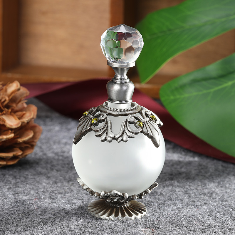 Perfume Fragrance Holder - 앤티크 실버 금속 유리 향수 병,